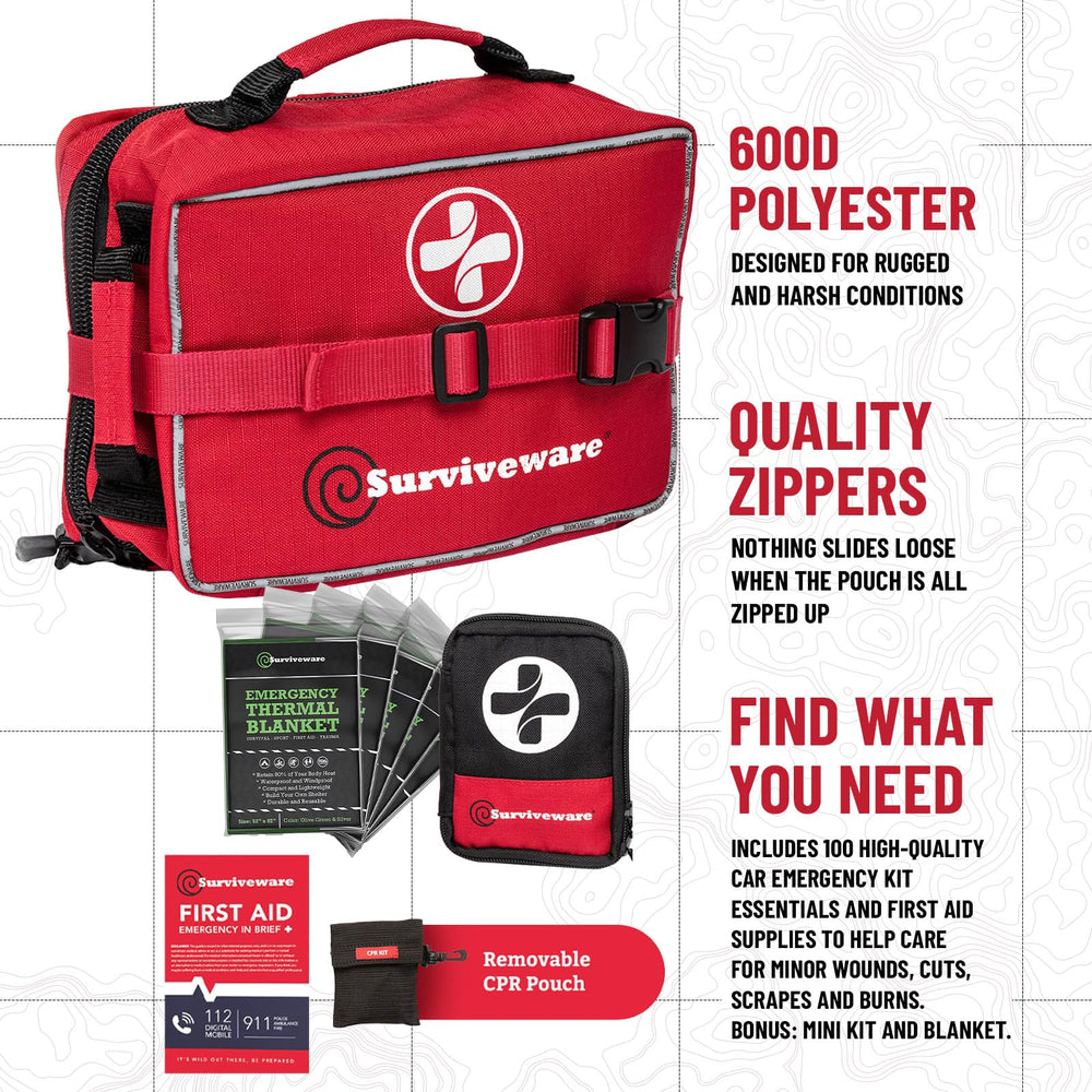 Surviveware laminate pouches waterproof protect supplies during rain or splash