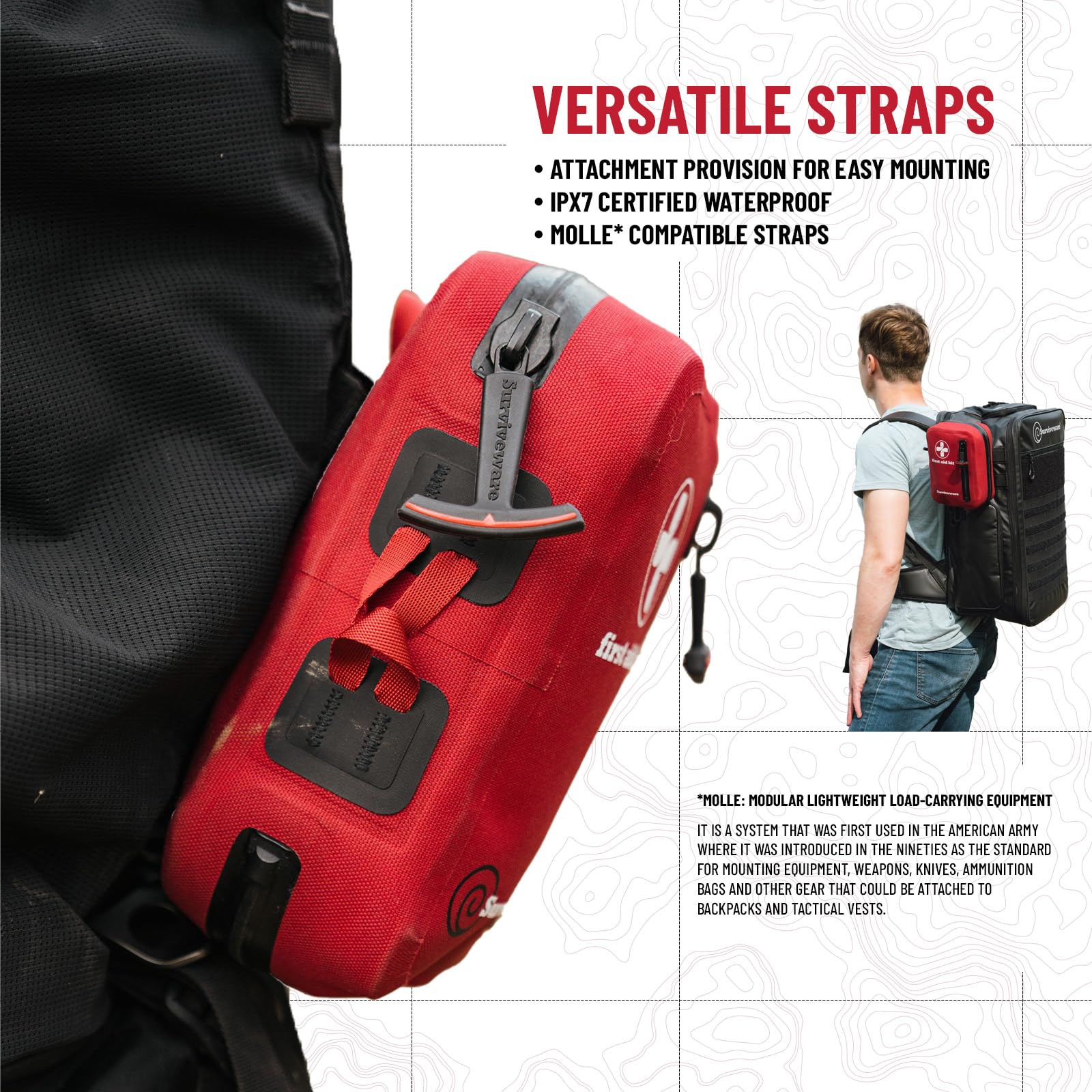 Surviveware 1lb lightweight kit fits easily on backpacks