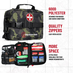 Surviveware MOLLE-compatible layout lets you attach the kit to backpacks or vehicles.
