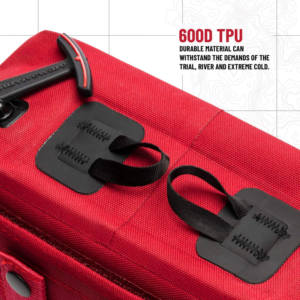Surviveware MOLLE-compatible straps enable quick attachment to bags and packs.