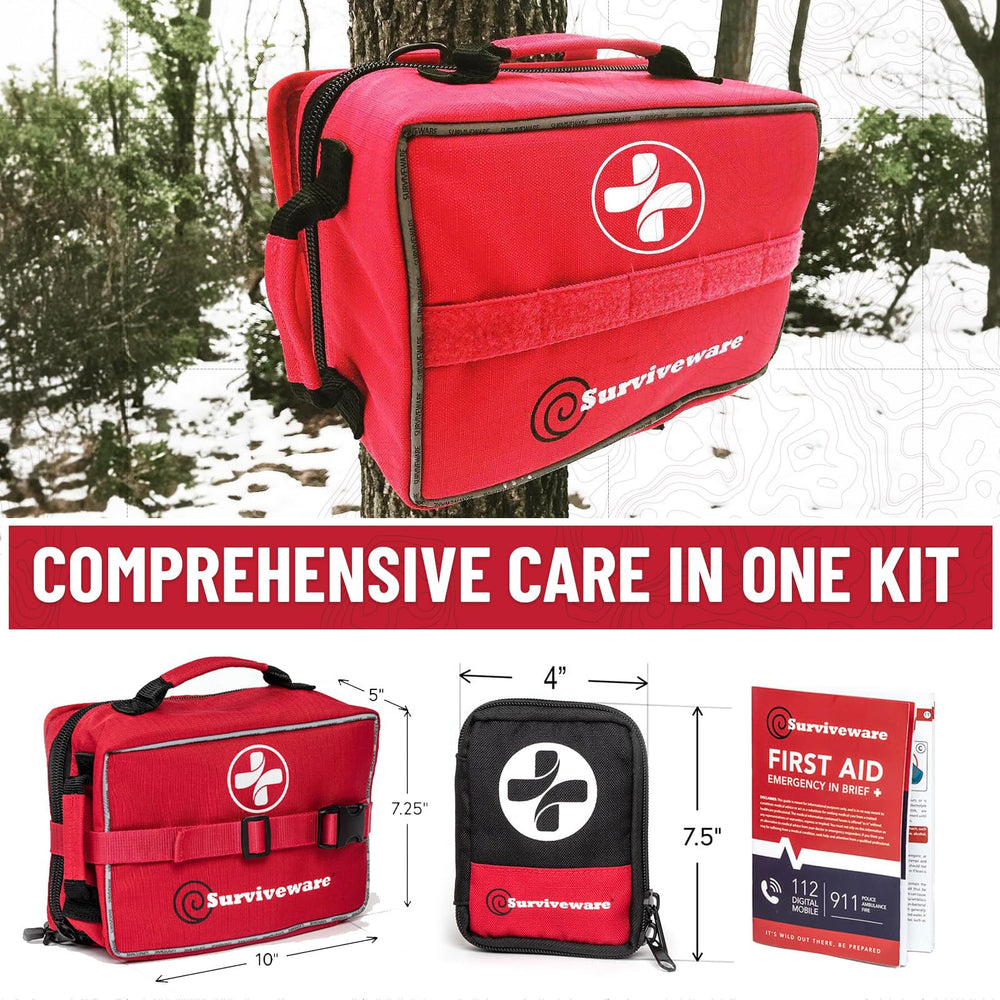 Surviveware kit with removable Velcro system for flexible mounting