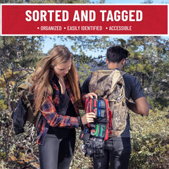 Surviveware water-resistant and laminate material protects contents in rain and humidity.