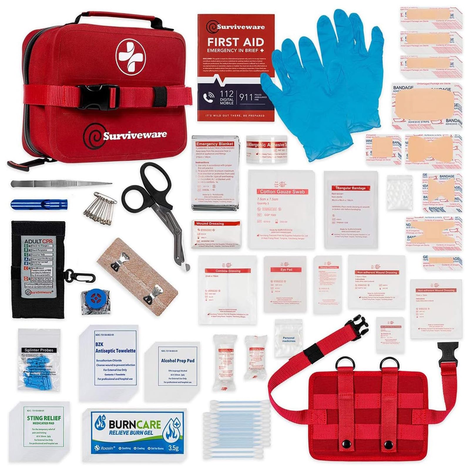 Surviveware waterproof IPX7 zipper design protects contents during storms and splashes.