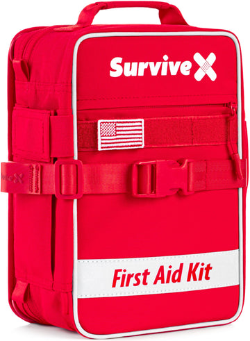 SurviveX large first-aid kit car setup shows quick-access layout for road emergencies.