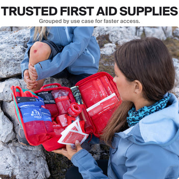 SurviveX large first-aid kit color-coded compartments speed up emergency response.