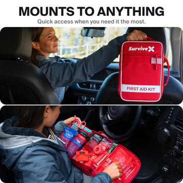 SurviveX large first-aid kit emergency-ready layout ensures quick access.