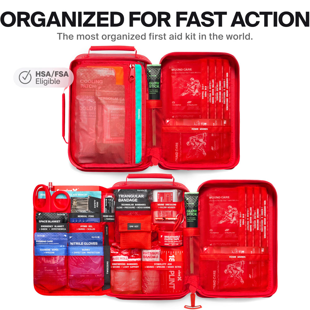 SurviveX kit with color-coded compartments for fast access to supplies
