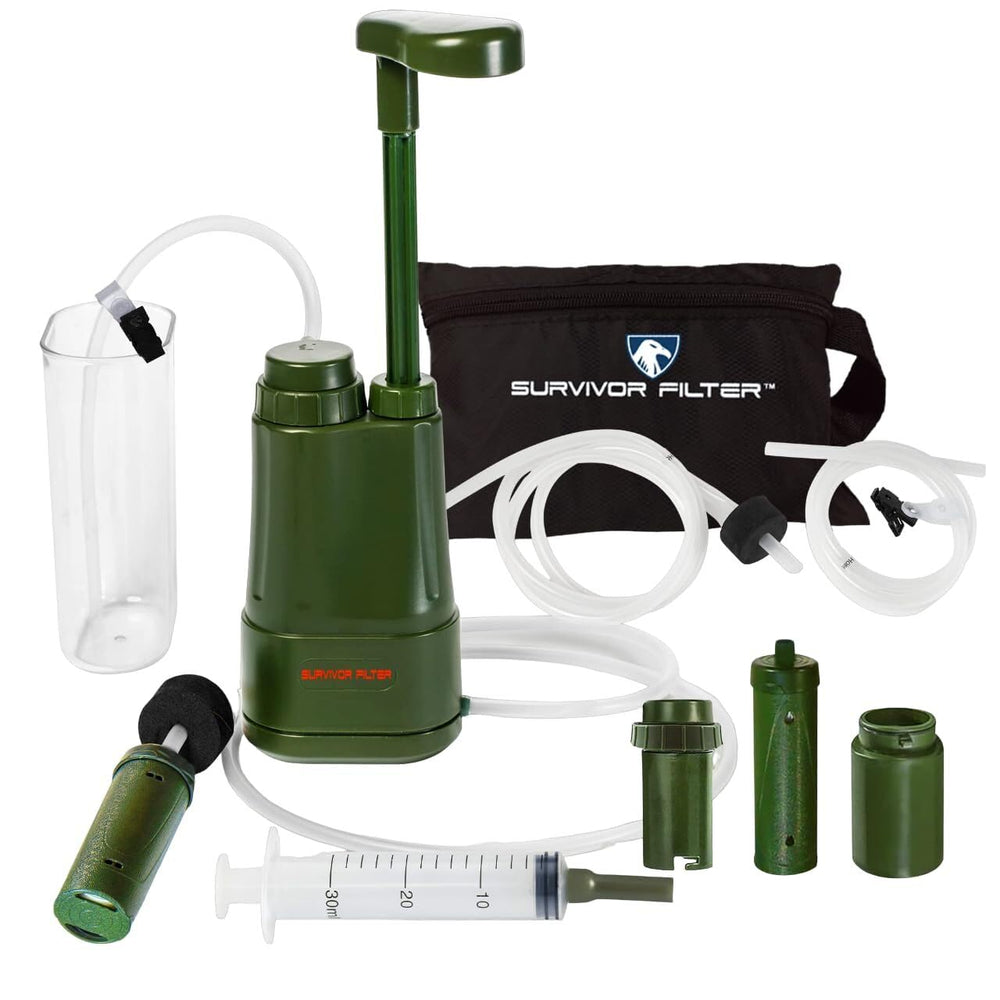 Survivor Filter PRO Extender handpump in use on trail for quick clean water