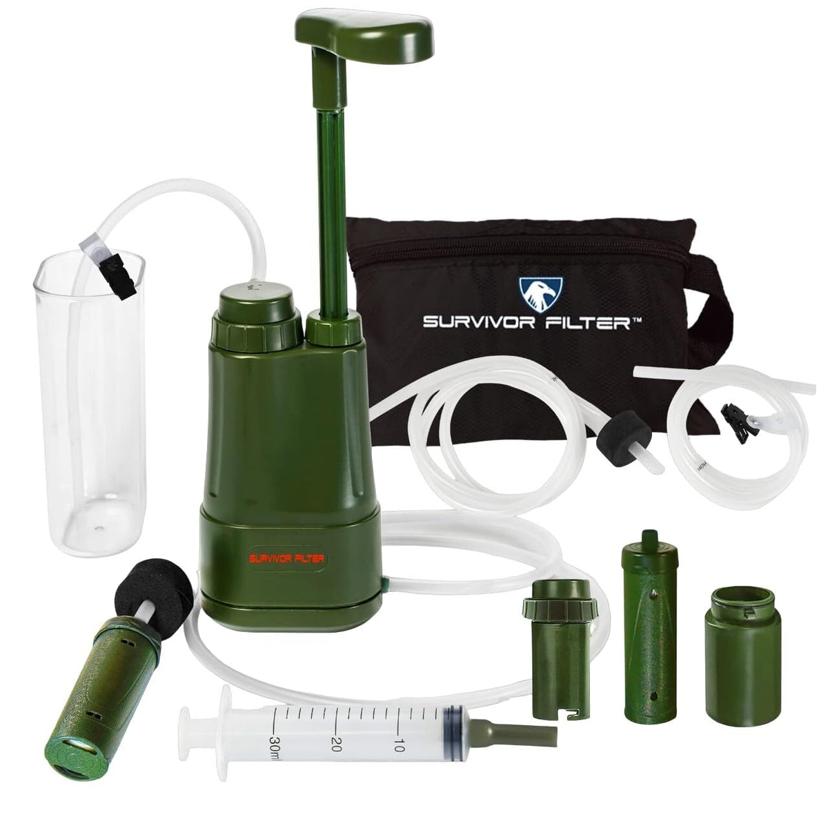 Survivor Filter PRO Extender handpump in use on trail for quick clean water