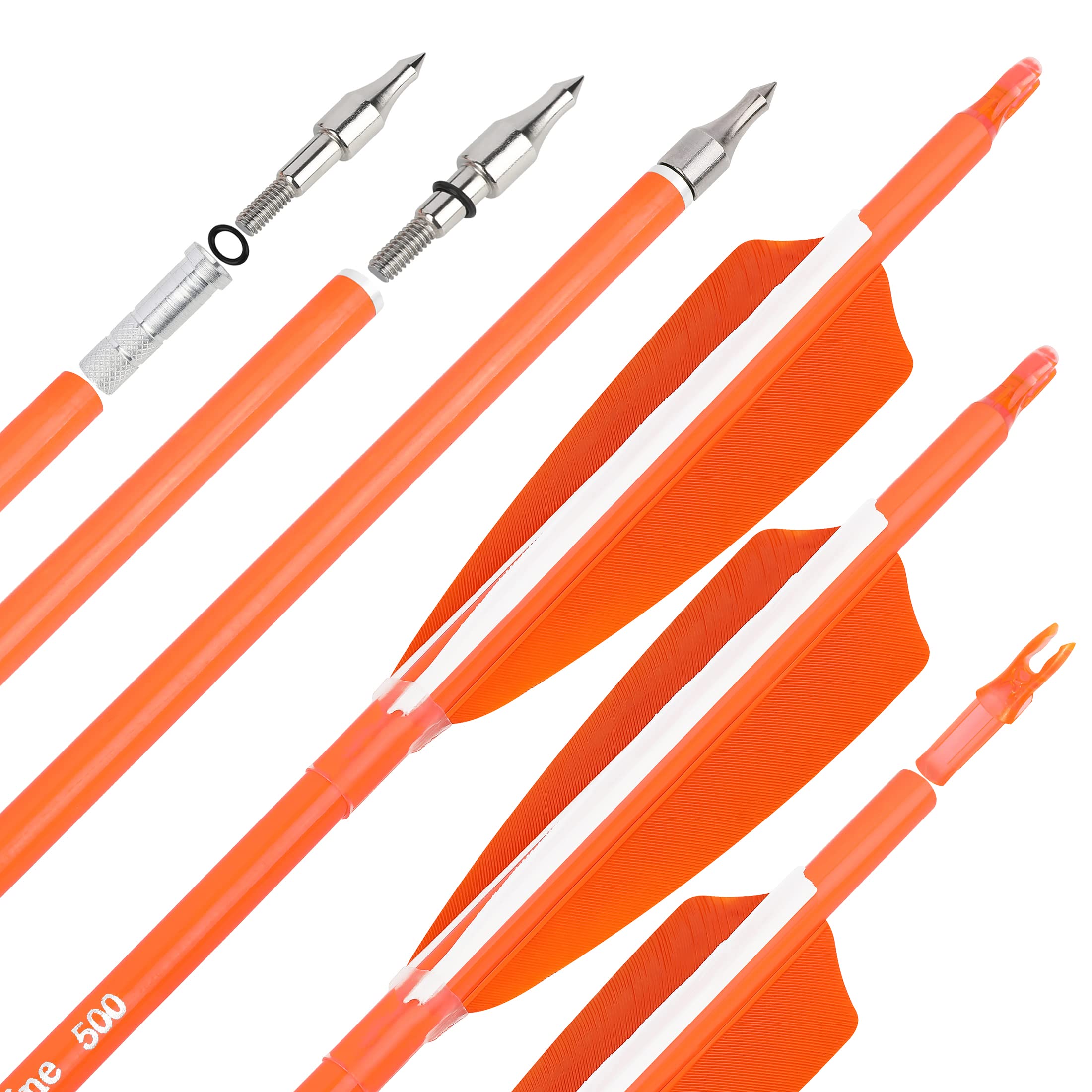 surwolf 31in carbon arrows with fluorescence fletching for easy outdoor visibility