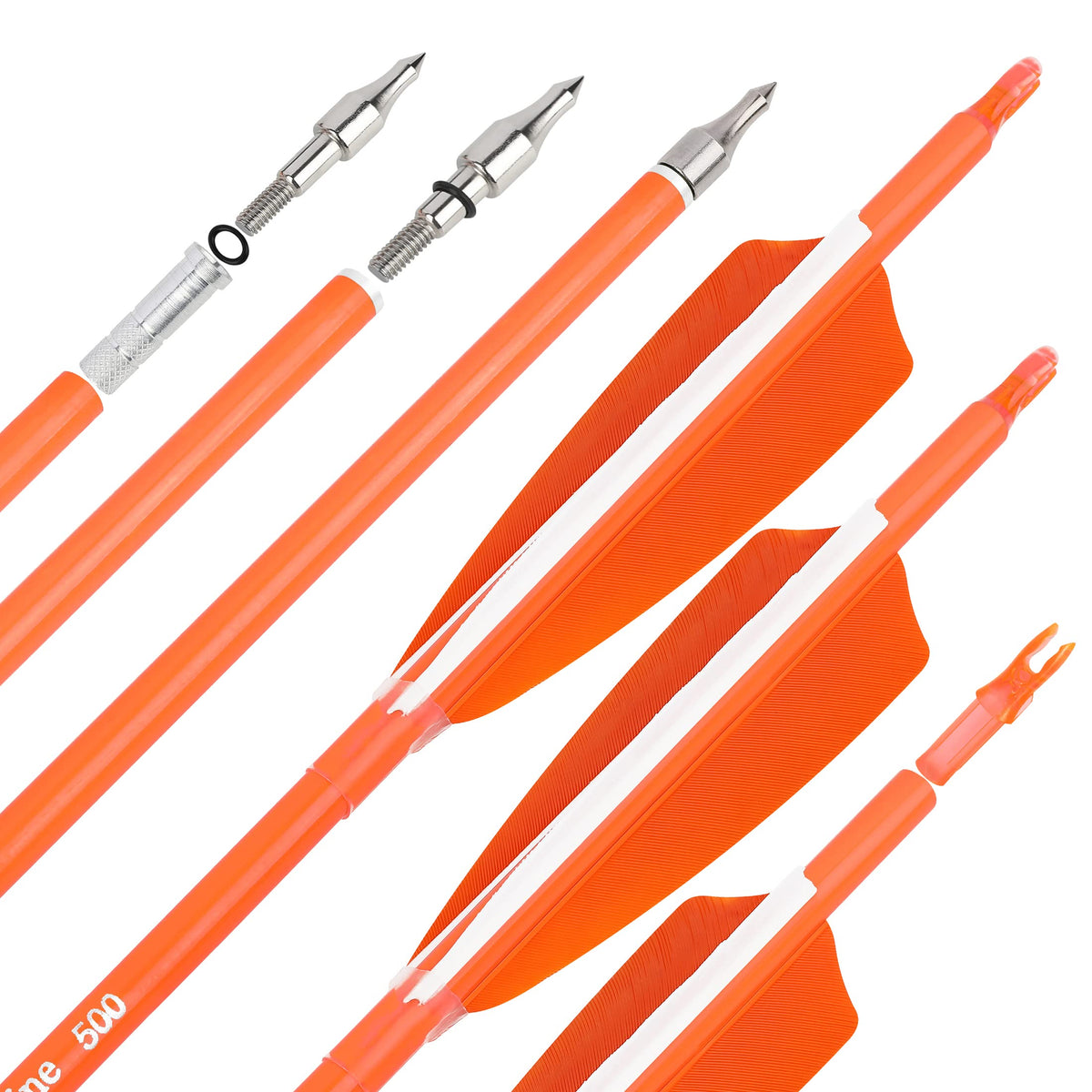 surwolf 31in carbon arrows with fluorescence fletching for easy outdoor visibility