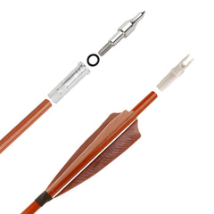 Surwolf carbon arrow with blue and white feathers improves visibility for outdoor targets.