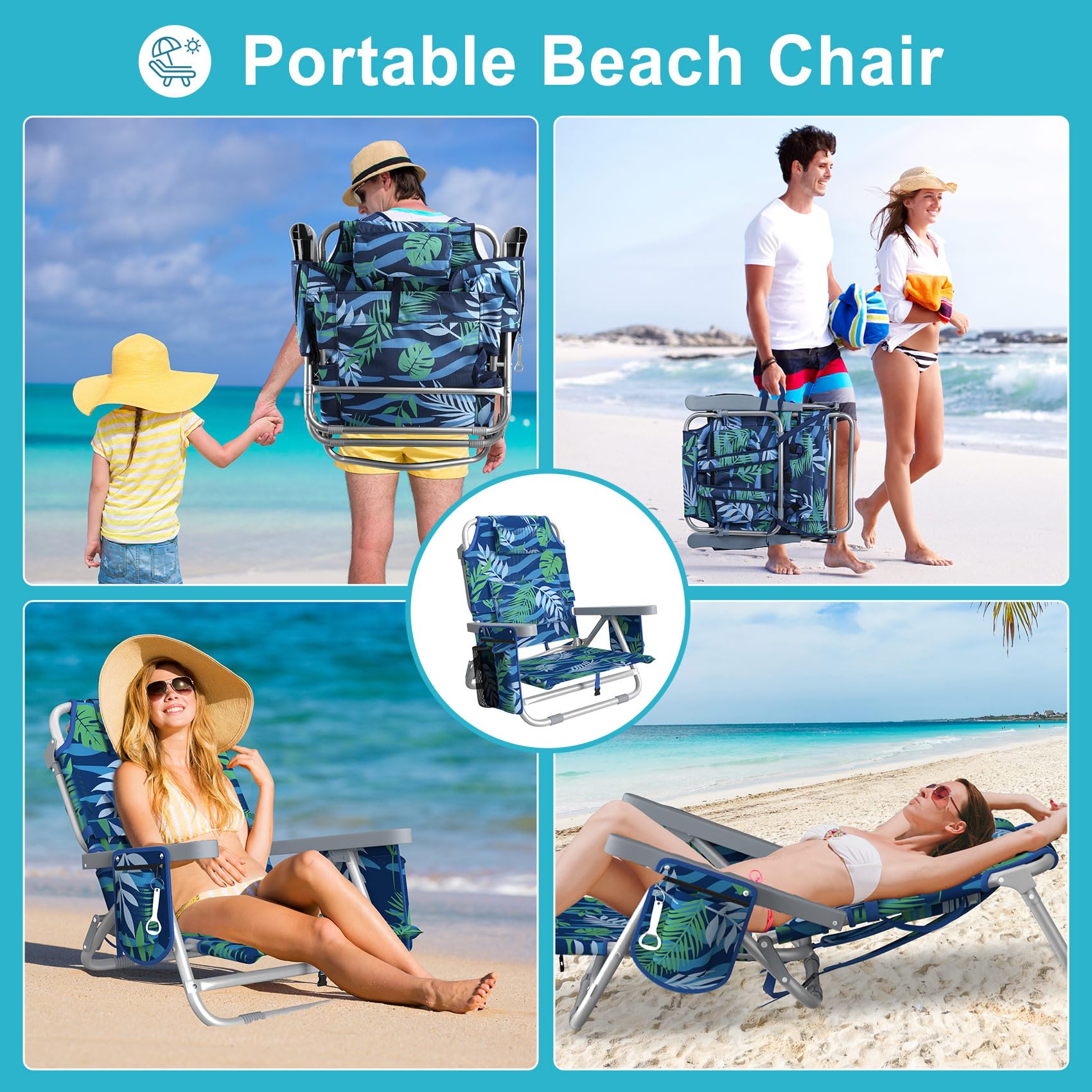 Suteck Beach Chair uses 600D Oxford fabric for durable, breathable seating.