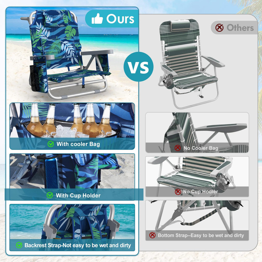Suteck Beach Chair backpack straps for easy carrying over sand and trails.