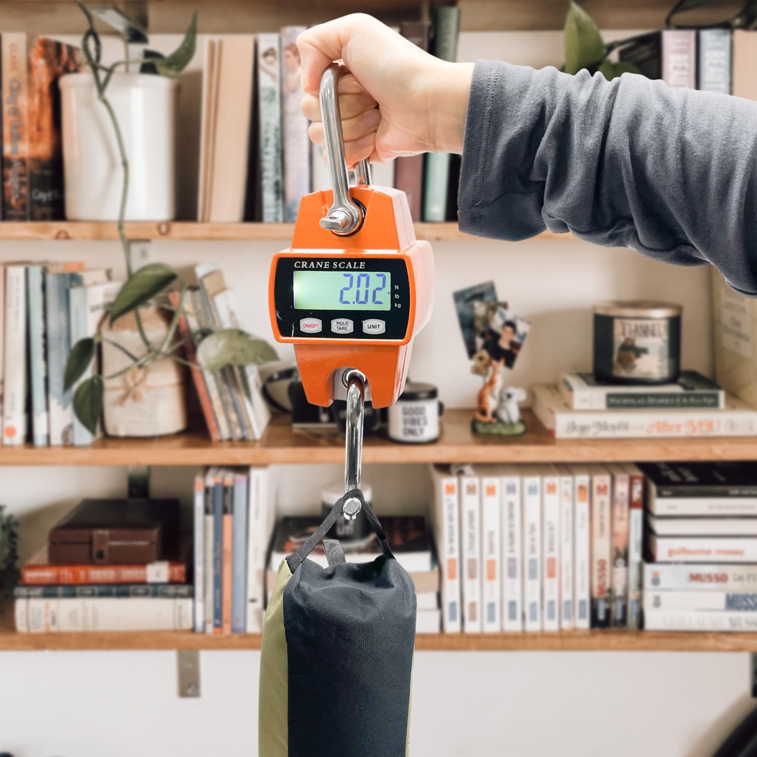 Handheld scale with hook for portable weighing