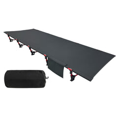 Sutekus portable camping cot folded compact for easy backpacking and storage.