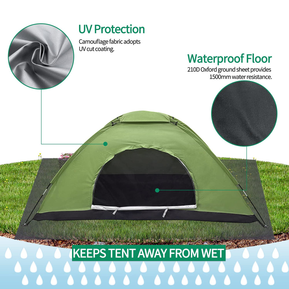 Sutekus tent green compact setup shows quick assembly