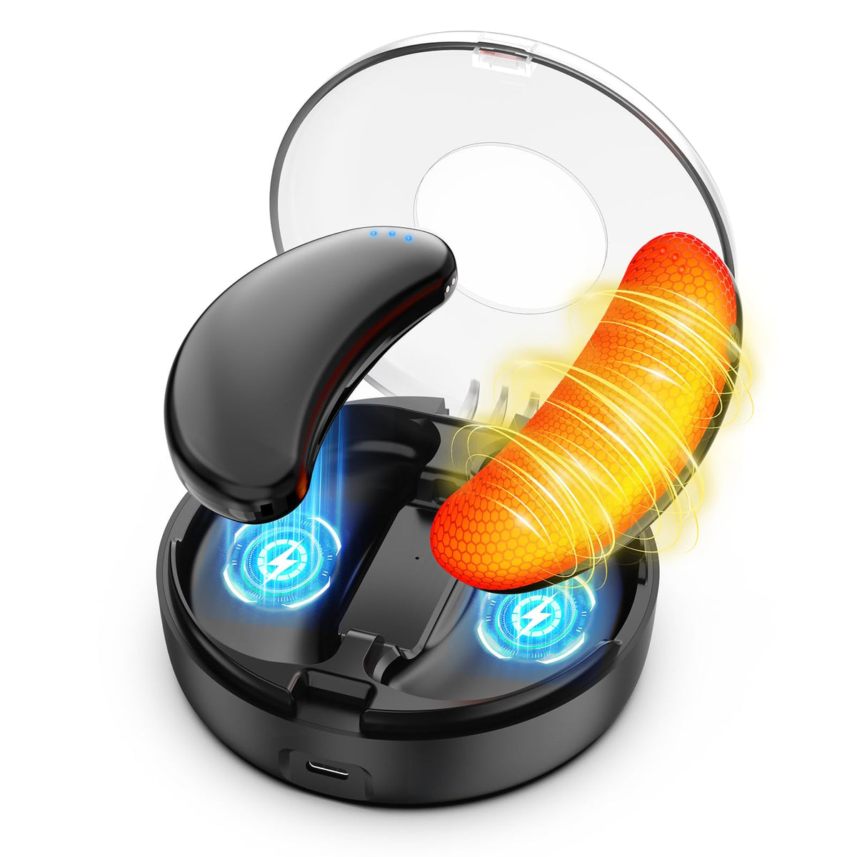 Suuyander hand warmers with charging case shown, ideal for on-the-go charging and extended warmth.
