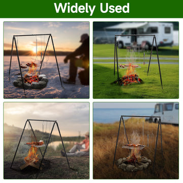 SUZLON Campfire Tripod easy-to-clean stainless grill no flavor transfer.