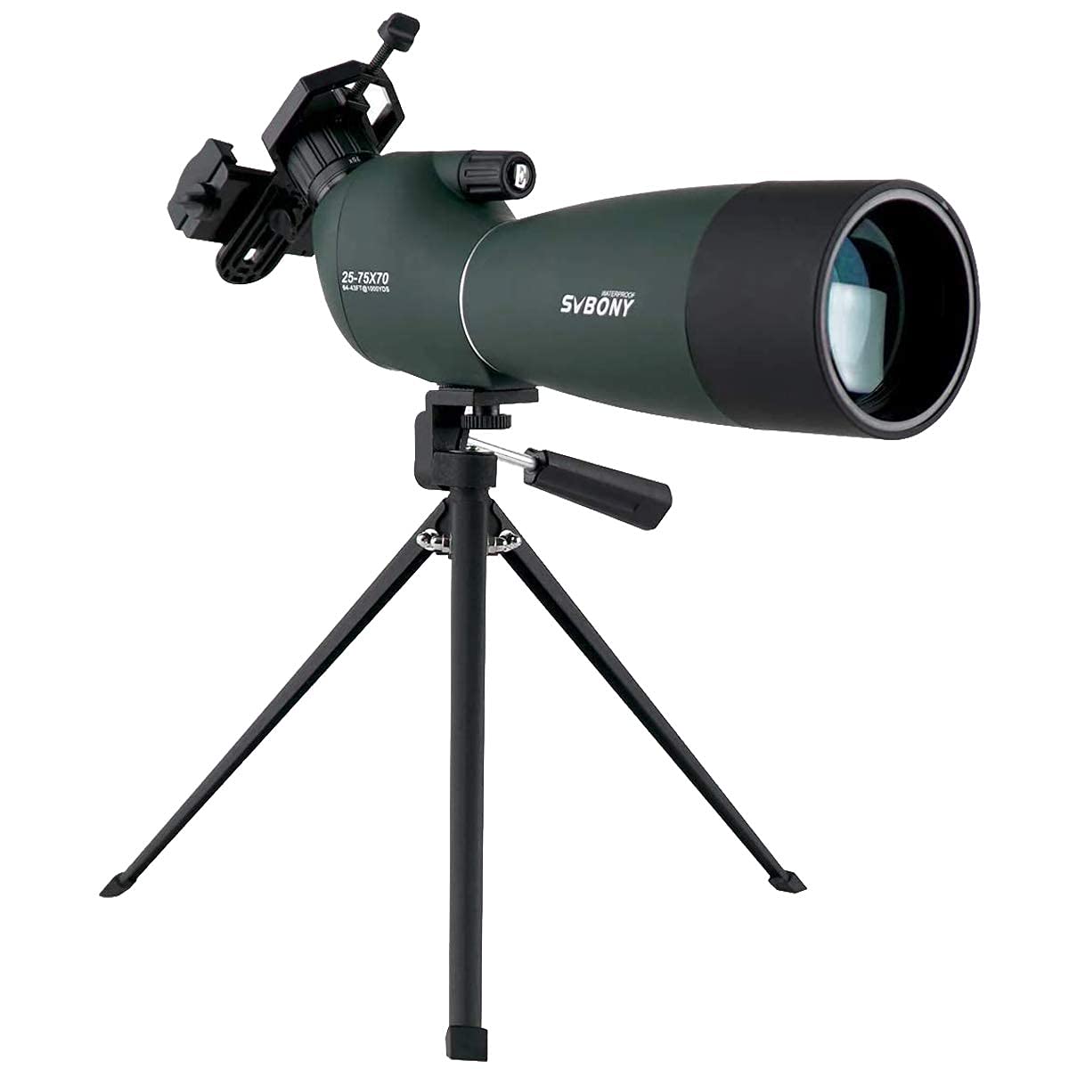 SVBONY SV28 spotting scope 25-75x70mm zoom for versatile birding observations.