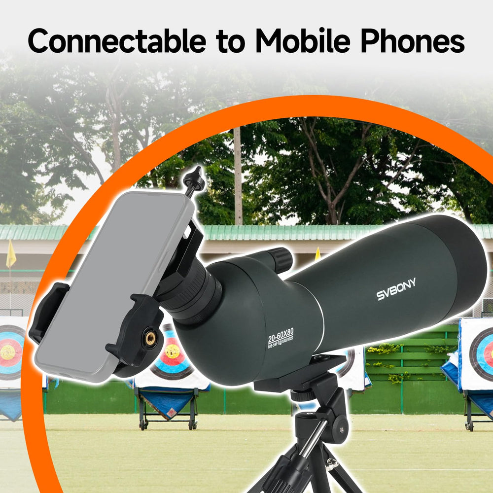Comprehensive package includes spotter scope, desktop tripod, smartphone adapter, lens and eyepiece covers.