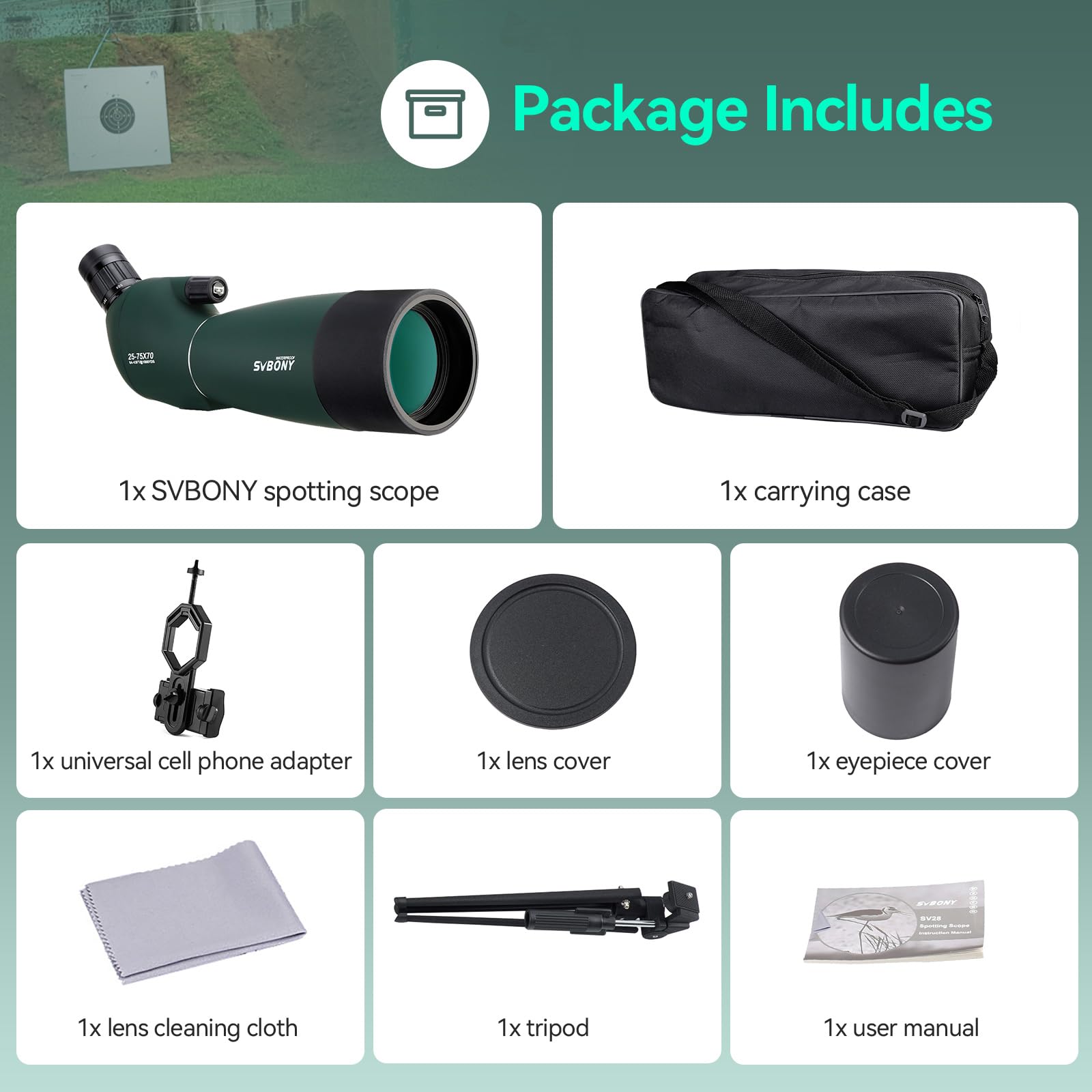 SVBONY SV28 lightweight design is easy to pack for family camping.
