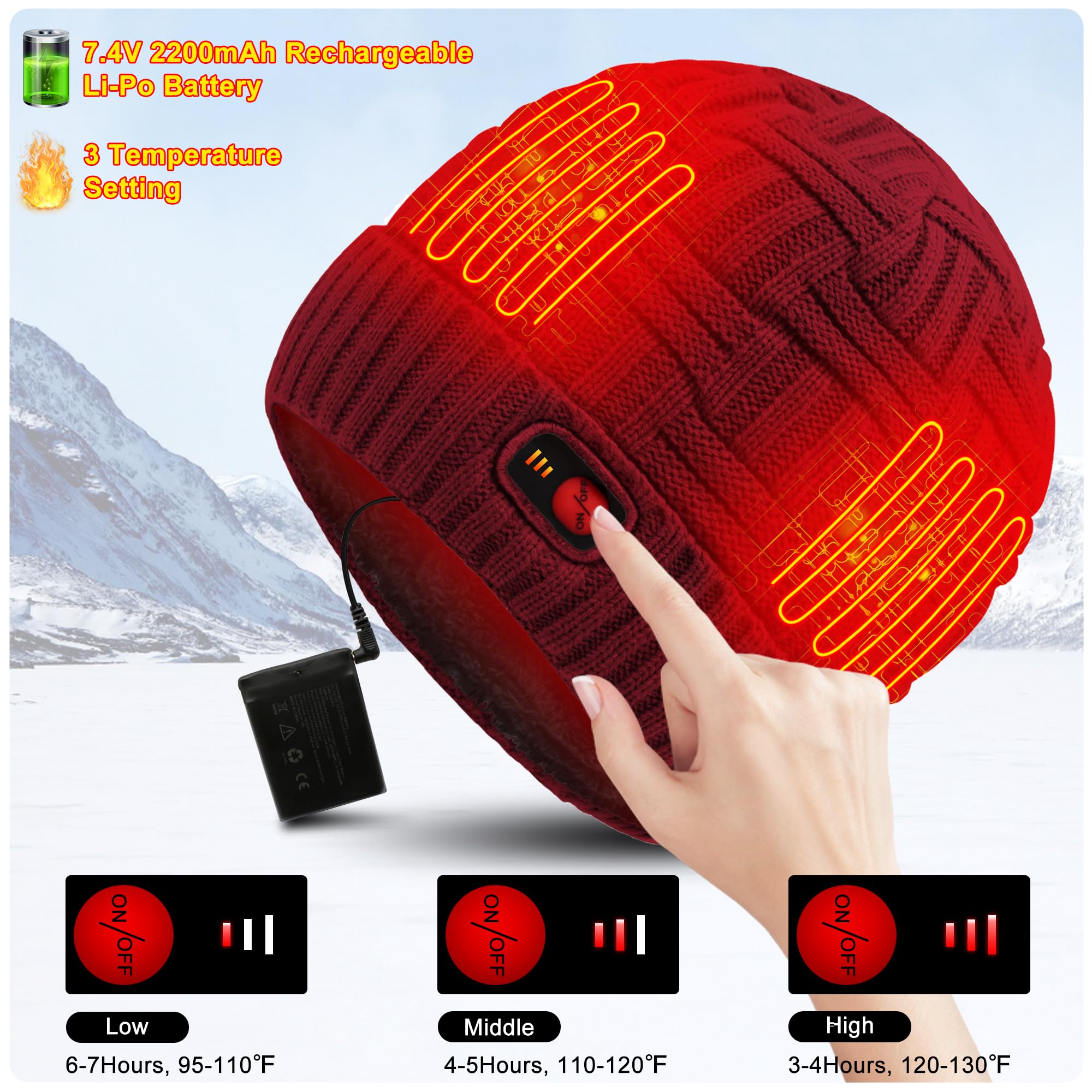 SVPRO heated beanie side profile highlights snug fit for winter sports