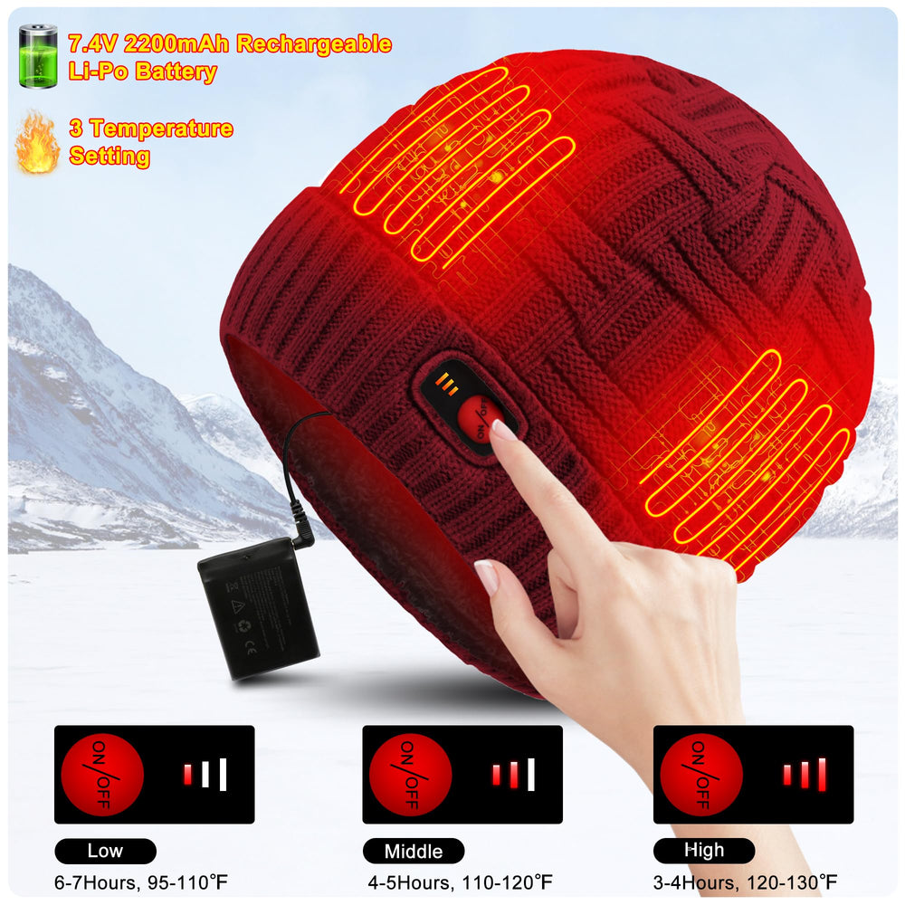 SVPRO heated beanie side profile highlights snug fit for winter sports