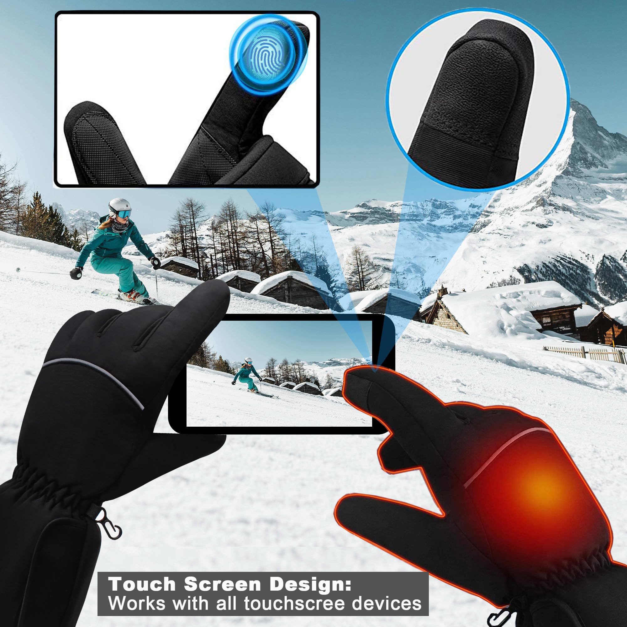 SVPRO heated gloves shown during outdoor activities like hiking and cycling