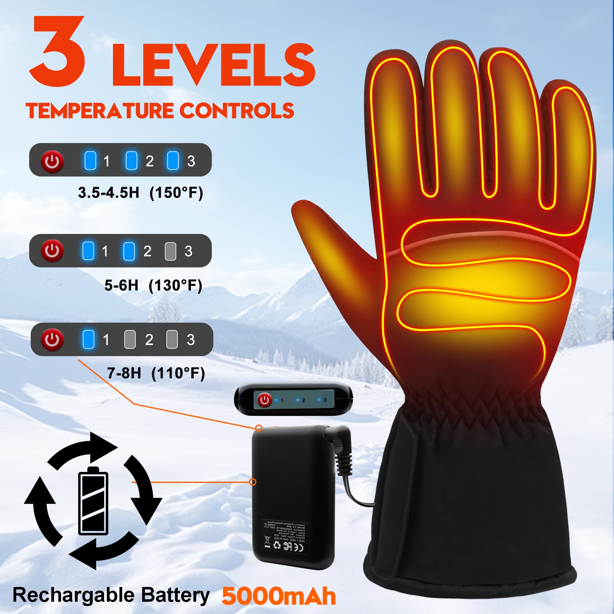 SVPRO heated gloves touchscreen thumbs for easy device use without removal