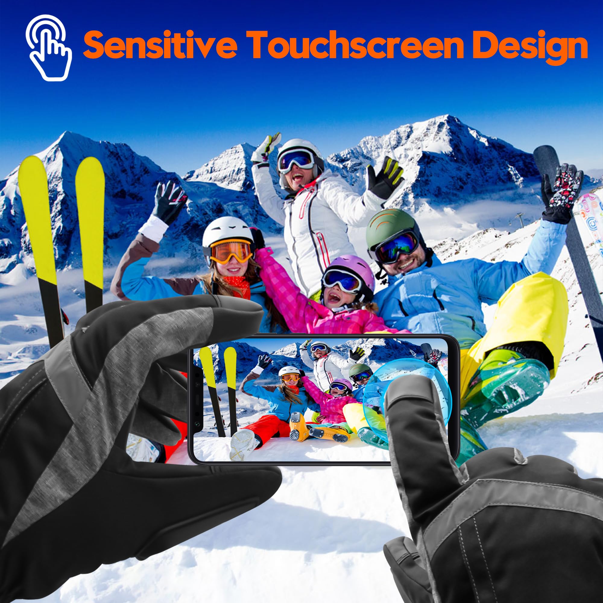 SVPRO heated gloves touchscreen area enabling device use without removal