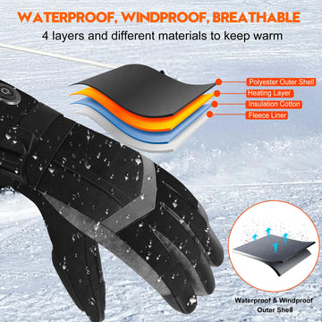 SVPRO heated gloves waterproof shell keeps hands dry in rain or snow