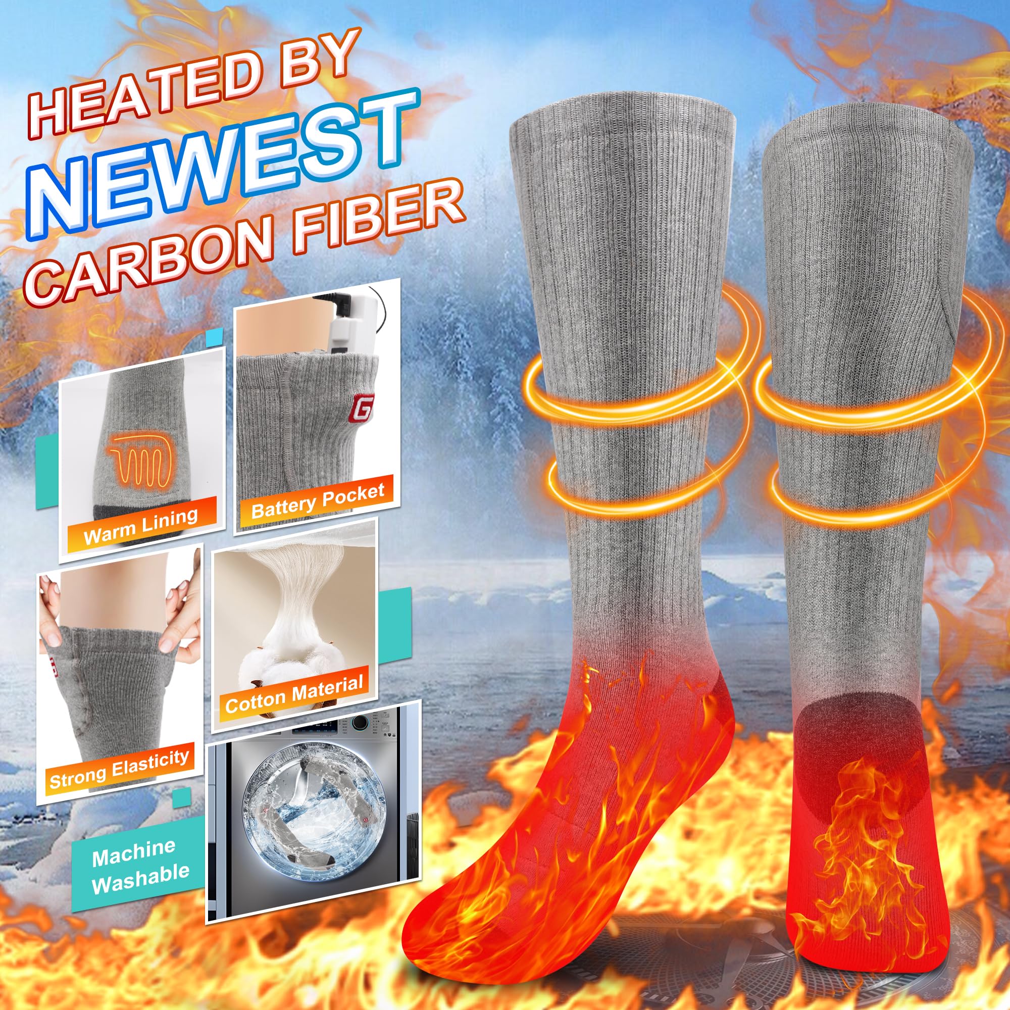 SVPRO heated socks three heat levels tailor warmth to activity.
