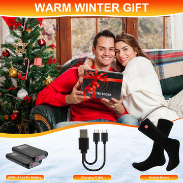 SVPRO heated socks in outdoor scene for hiking and skiing in cold weather