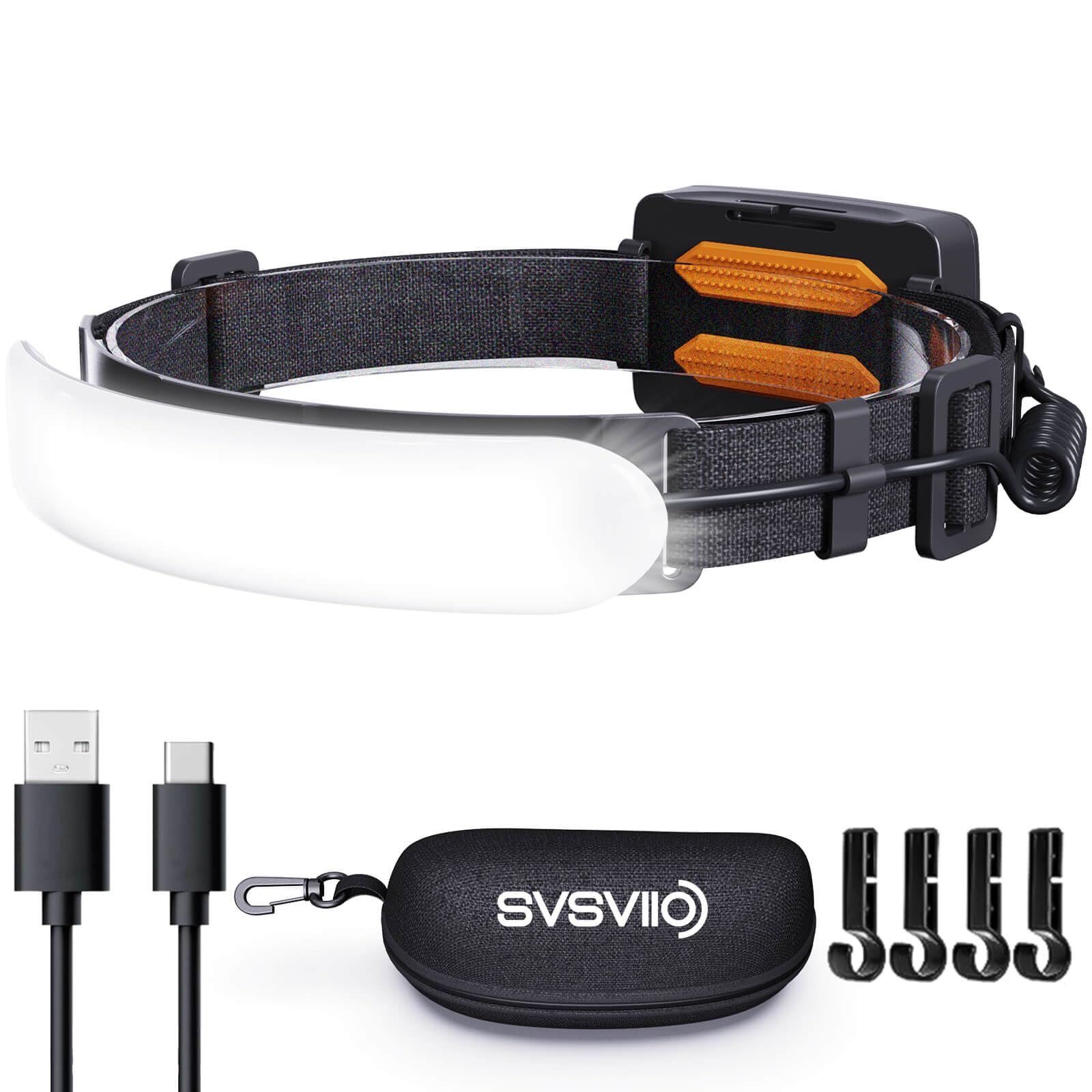 svsviio headlamp front view highlights 1500 lumen brightness for nighttime hikes