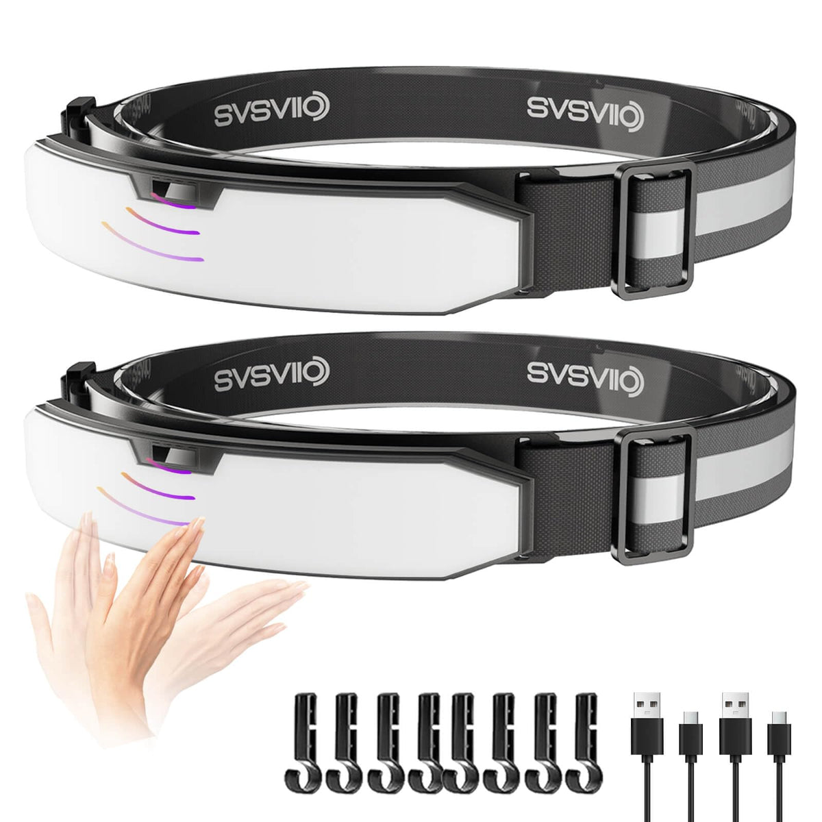 svsviio K0209 two-pack headlamp on delivers bright hands-free lighting for camping and night tasks.