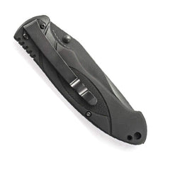 3.3 inch clip point blade and black aluminum handle
