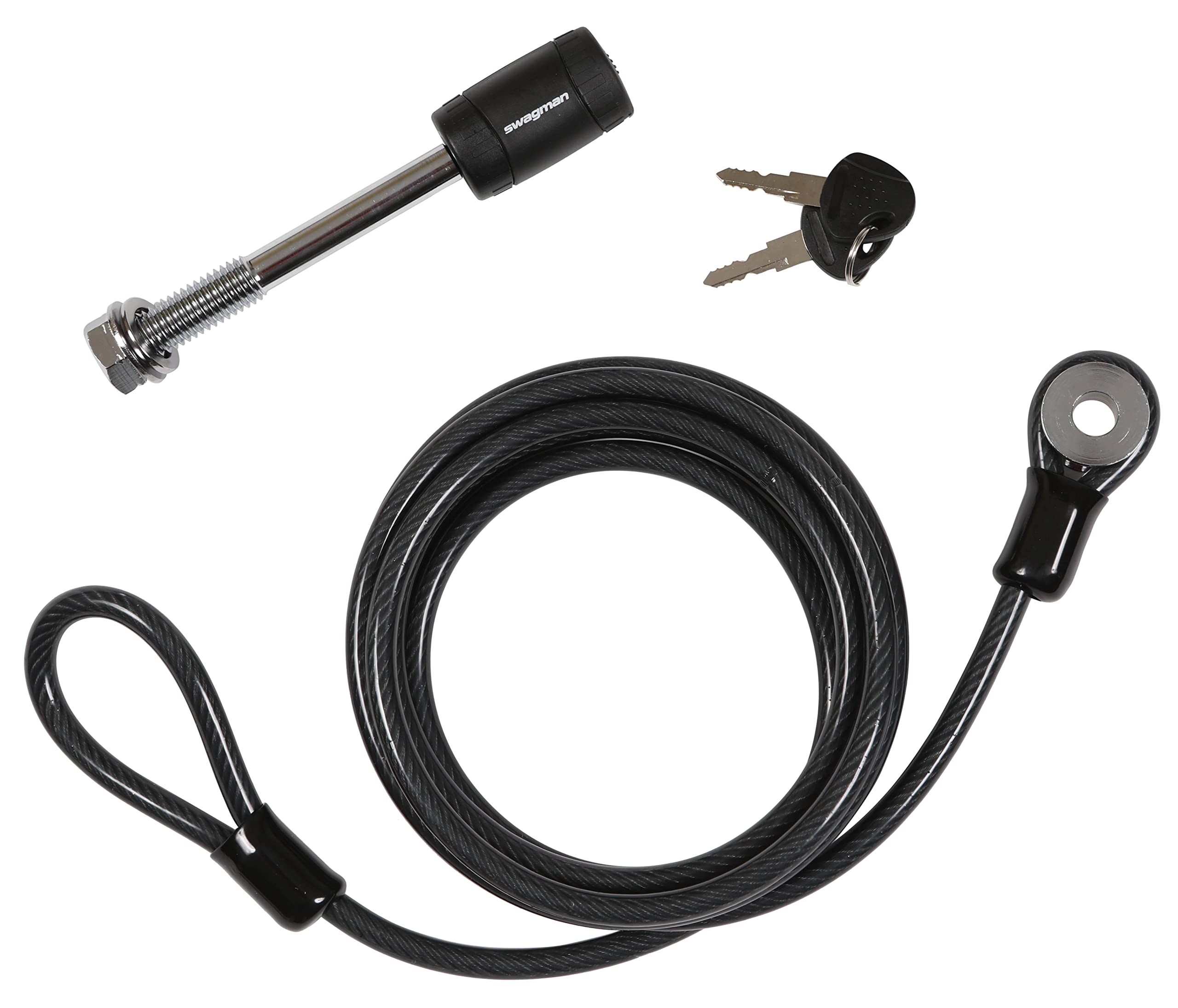 Swagman anti-wobble 58-threaded hitch pin with cable for secure, stable bike transport.