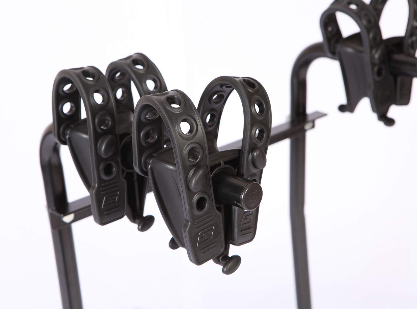 Swagman Around The Spare Deluxe RV Bike Rack with anti-sway cradles keeps bikes aligned and stable