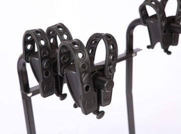 Swagman Around The Spare Deluxe RV Bike Rack with anti-sway cradles keeps bikes aligned and stable