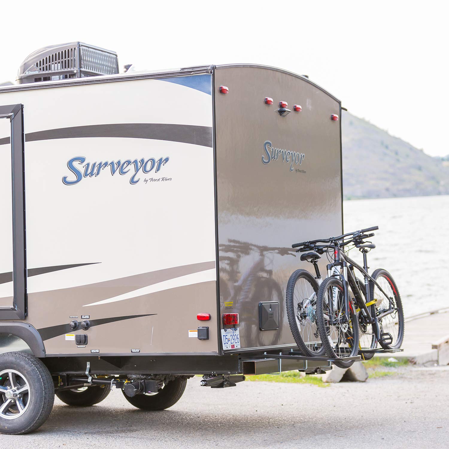 Swagman RV 2-Bike Bumper Rack with bikes secured for trips