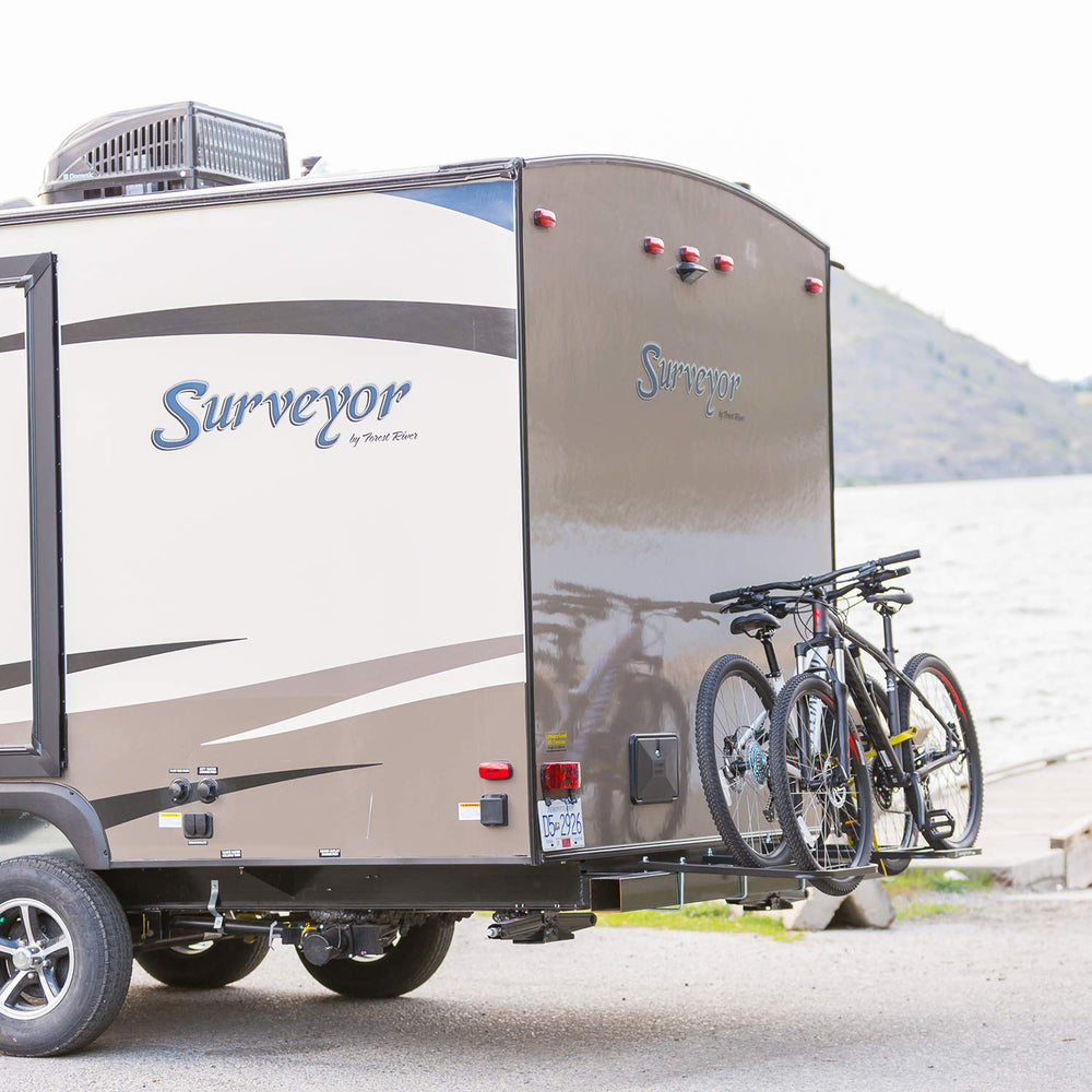 Swagman RV 2-Bike Bumper Rack with bikes secured for trips