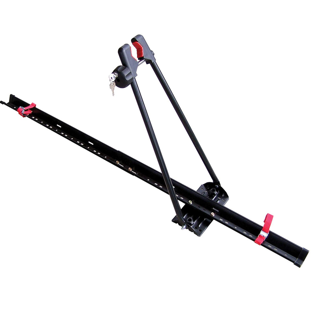 Swagman Upright roof mount on a vehicle safely carries bikes on road trips.