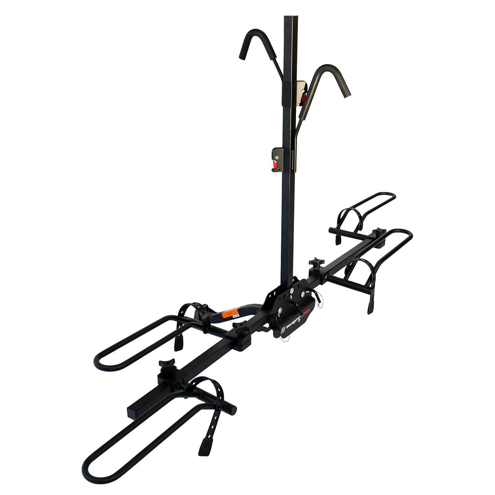 Swagman XTC2 hitch-mount bike rack on car, two-bike transport made simple.