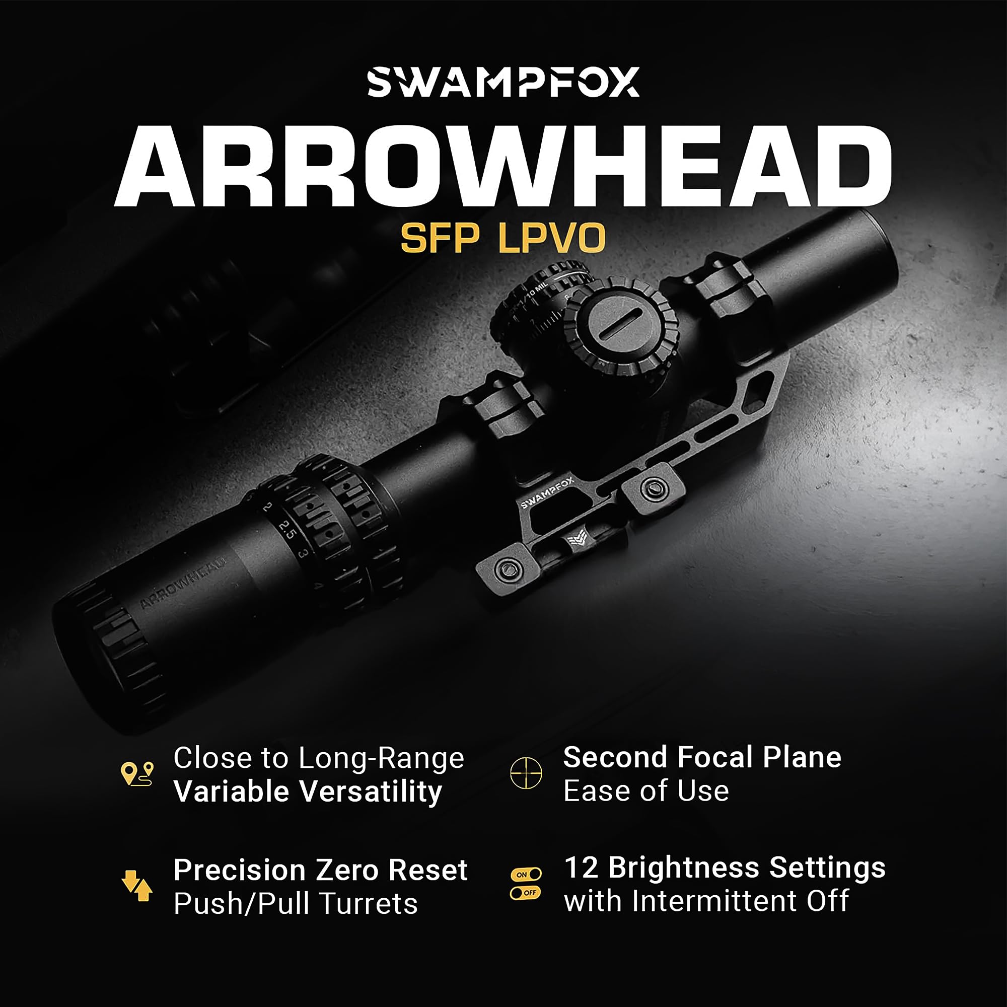 Swampfox Arrowhead locking turrets prevent accidental changes during transport and use