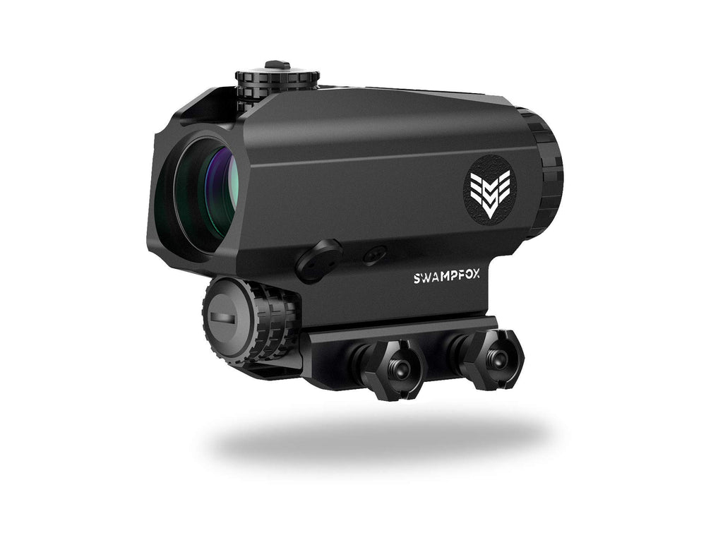 Swampfox Blade 1x25 Amber BRC height-over-bore visual emphasizing sight offset adaptation