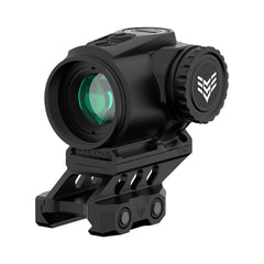 Swampfox Raider 1x20 micro prism sight enhances fast target acquisition.