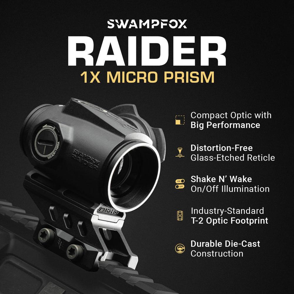 Swampfox Raider etched reticle green BRC enables daylight readability.