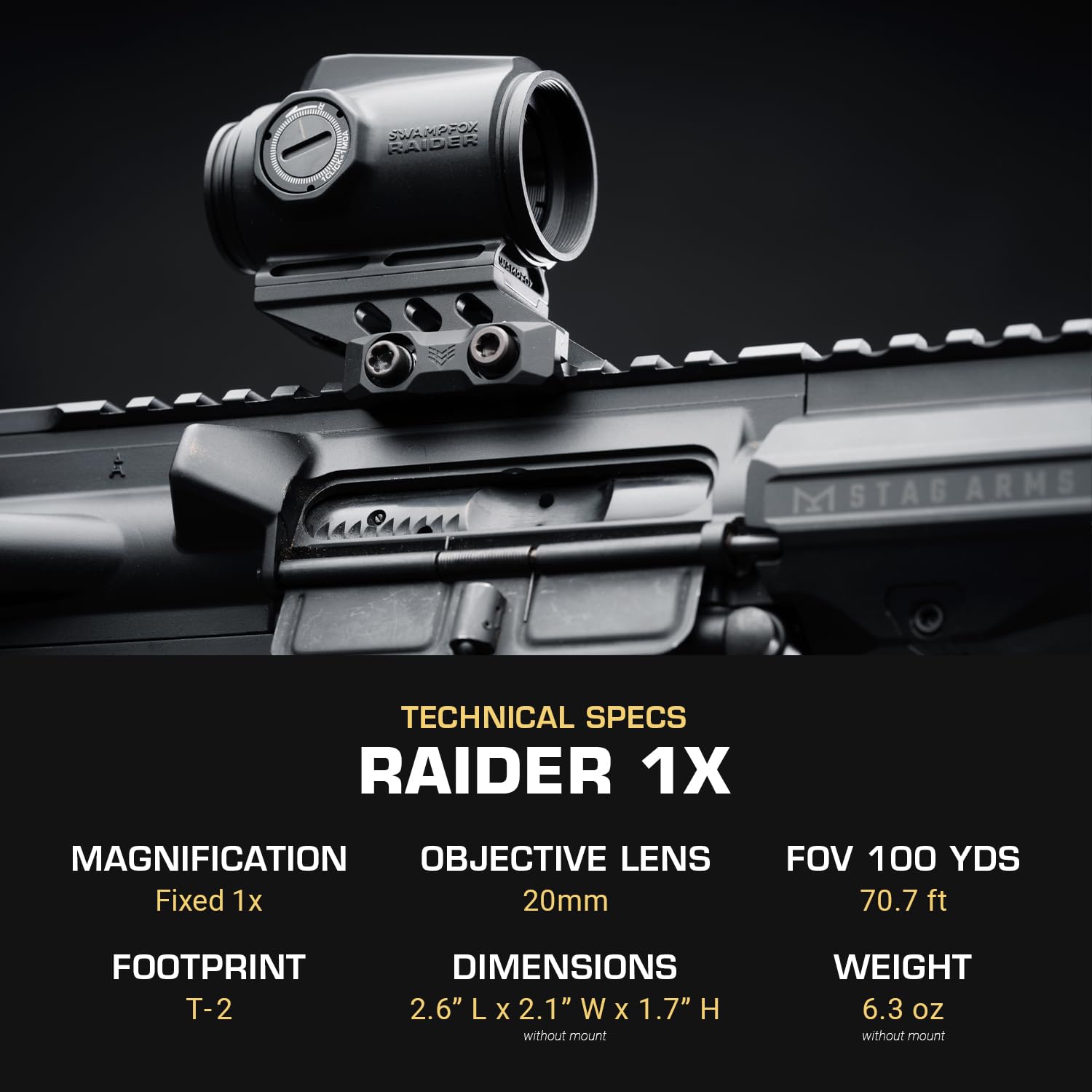 Swampfox Raider honeycomb anti-reflection device reduces glare for clearer view.