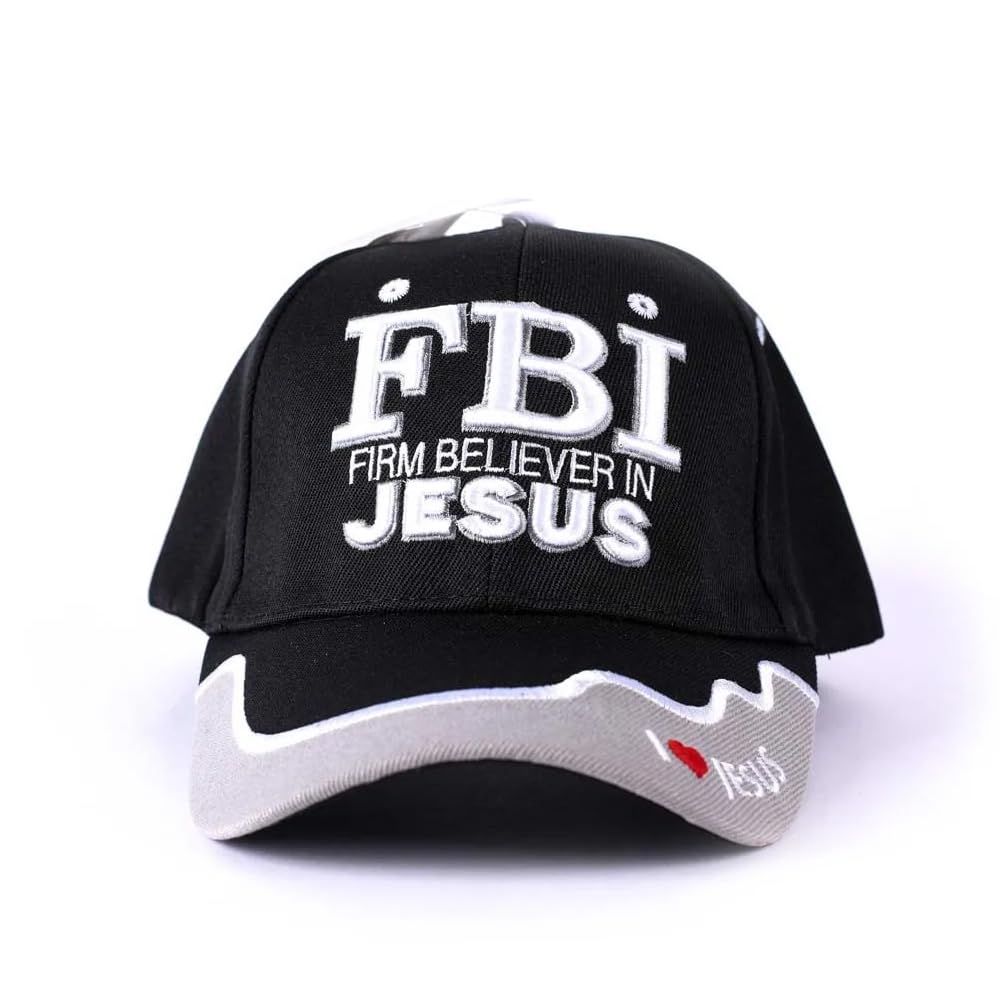 Swanson Christian Products FBI cap embroidery detail showing the bold message for daily faith